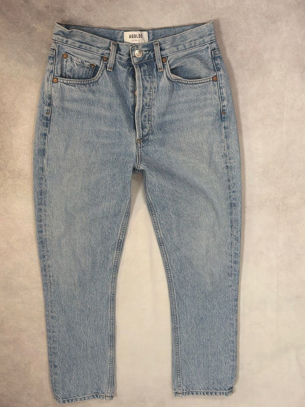 AGOLDE High Rise Straight Leg Ankle Jeans Size 25 Light Wash Button Fly Cropped